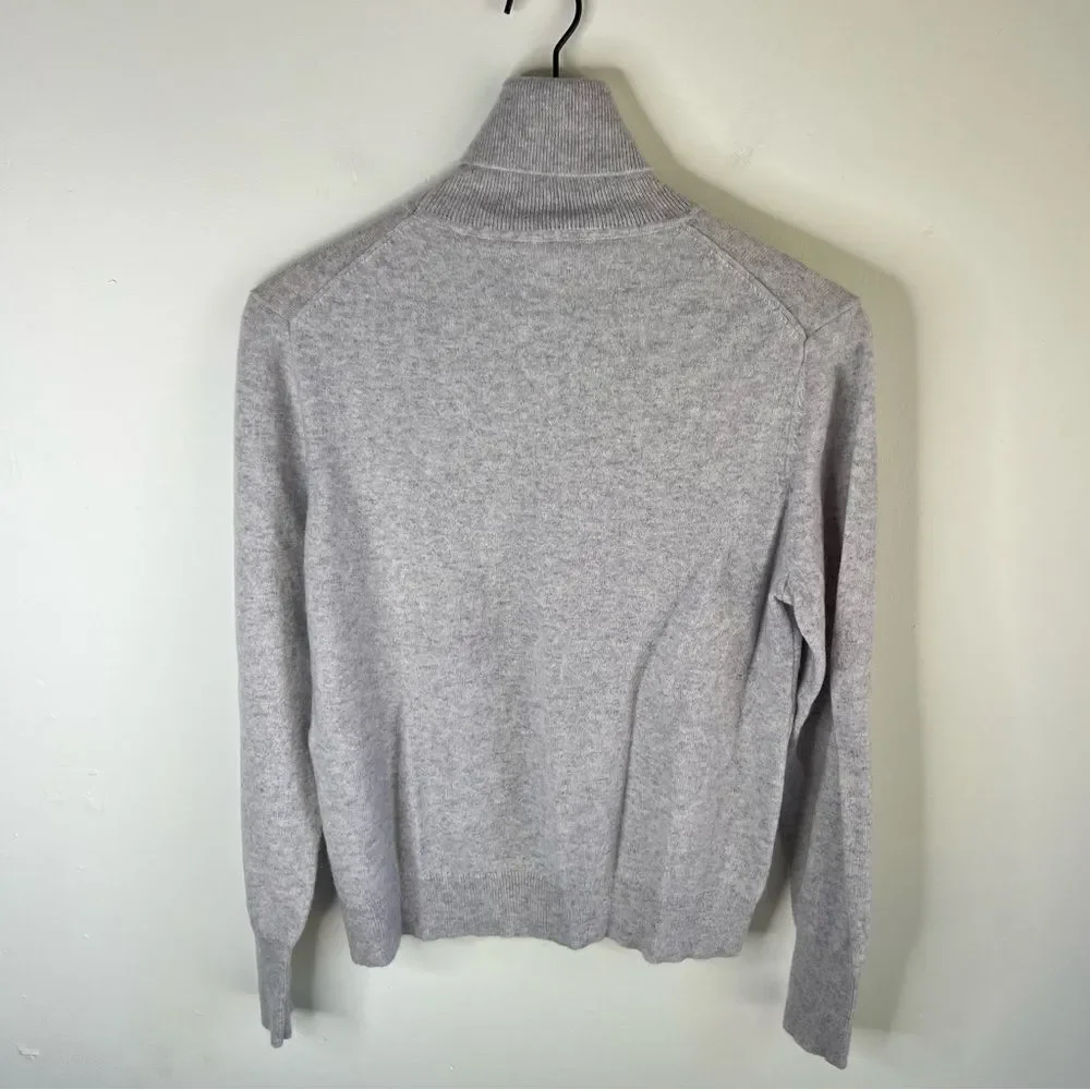 Gray Cashmere Turtleneck Sweater with Relaxed Fit size Large